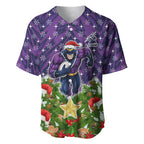 Personalised Melbourne Storm Rugby Christmas Baseball Jersey Santa Rugby Mascot - Pine Wreath Festive
