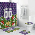 Personalised Melbourne Storm Rugby Christmas Bathroom Set Santa Rugby Mascot - Pine Wreath Festive
