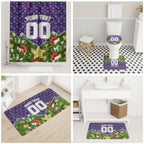 Personalised Melbourne Storm Rugby Christmas Bathroom Set Santa Rugby Mascot - Pine Wreath Festive