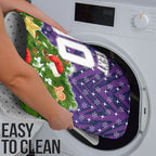 Personalised Melbourne Storm Rugby Christmas Bathroom Set Santa Rugby Mascot - Pine Wreath Festive