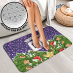 Personalised Melbourne Storm Rugby Christmas Bathroom Set Santa Rugby Mascot - Pine Wreath Festive