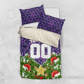 Personalised Melbourne Storm Rugby Christmas Bedding Set Santa Rugby Mascot - Pine Wreath Festive