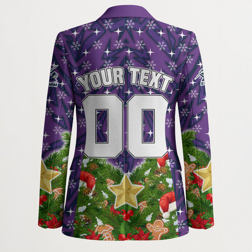 Personalised Melbourne Storm Rugby Christmas Blazer Santa Rugby Mascot - Pine Wreath Festive