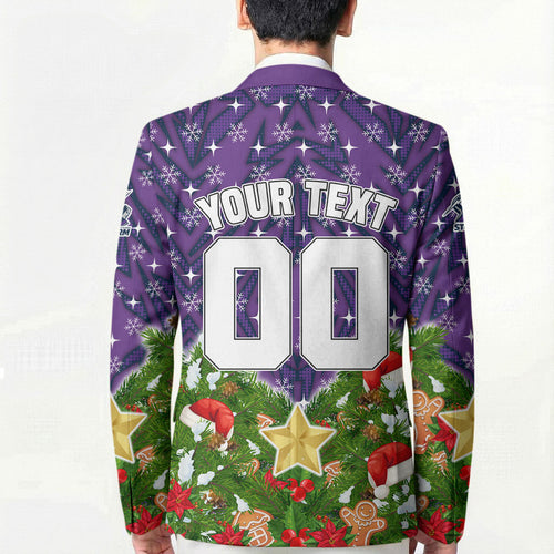 Personalised Melbourne Storm Rugby Christmas Blazer Santa Rugby Mascot - Pine Wreath Festive