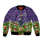 Personalised Melbourne Storm Rugby Christmas Bomber Jacket Santa Rugby Mascot - Pine Wreath Festive