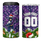 Personalised Melbourne Storm Rugby Christmas 4 in 1 Can Cooler Tumbler Santa Rugby Mascot - Pine Wreath Festive