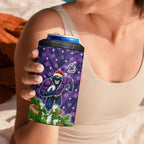 Personalised Melbourne Storm Rugby Christmas 4 in 1 Can Cooler Tumbler Santa Rugby Mascot - Pine Wreath Festive