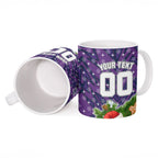 Personalised Melbourne Storm Rugby Christmas Ceramic Mug Santa Rugby Mascot - Pine Wreath Festive