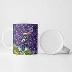 Personalised Melbourne Storm Rugby Christmas Ceramic Mug Santa Rugby Mascot - Pine Wreath Festive
