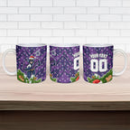Personalised Melbourne Storm Rugby Christmas Ceramic Mug Santa Rugby Mascot - Pine Wreath Festive