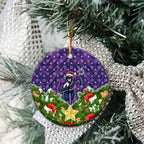 Melbourne Storm Rugby Christmas Ceramic Ornament Santa Rugby Mascot - Pine Wreath Festive
