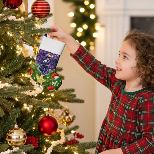 Melbourne Storm Rugby Christmas Stocking Santa Rugby Mascot - Pine Wreath Festive