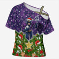 Personalised Melbourne Storm Rugby Christmas Cross Shoulder Shirt Santa Rugby Mascot - Pine Wreath Festive