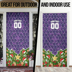 Personalised Melbourne Storm Rugby Christmas Door Cover Santa Rugby Mascot - Pine Wreath Festive