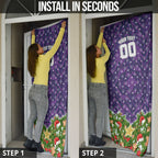 Personalised Melbourne Storm Rugby Christmas Door Cover Santa Rugby Mascot - Pine Wreath Festive
