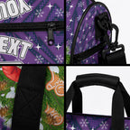 Personalised Melbourne Storm Rugby Christmas Duffle Bag Santa Rugby Mascot - Pine Wreath Festive