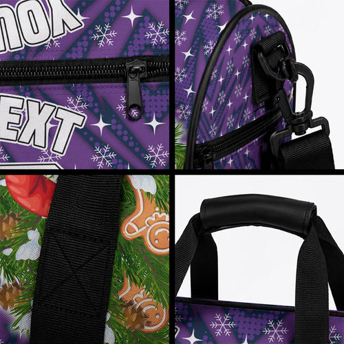 Personalised Melbourne Storm Rugby Christmas Duffle Bag Santa Rugby Mascot - Pine Wreath Festive