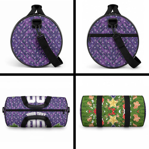 Personalised Melbourne Storm Rugby Christmas Duffle Bag Santa Rugby Mascot - Pine Wreath Festive