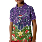 Personalised Melbourne Storm Rugby Christmas Kid Polo Shirt Santa Rugby Mascot - Pine Wreath Festive