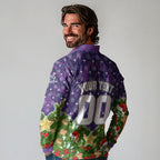 Personalised Melbourne Storm Rugby Christmas Long Sleeve Polo Shirt Santa Rugby Mascot - Pine Wreath Festive