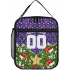 Personalised Melbourne Storm Rugby Christmas Lunch Bag Santa Rugby Mascot - Pine Wreath Festive