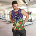 Personalised Melbourne Storm Rugby Christmas Men Tank Top Santa Rugby Mascot - Pine Wreath Festive