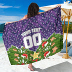 Personalised Melbourne Storm Rugby Christmas Sarong Santa Rugby Mascot - Pine Wreath Festive