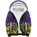 Personalised Melbourne Storm Rugby Christmas Sherpa Hoodie Santa Rugby Mascot - Pine Wreath Festive