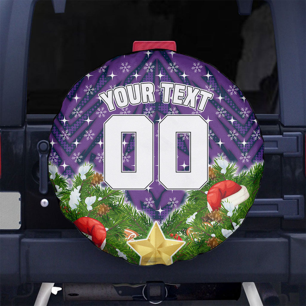 Personalised Melbourne Storm Rugby Christmas Spare Tire Cover Santa Rugby Mascot - Pine Wreath Festive