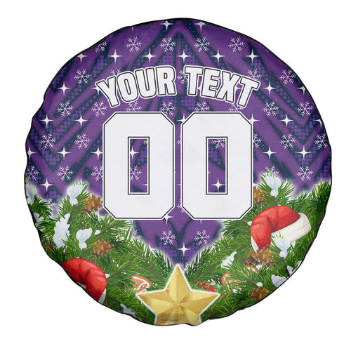 Personalised Melbourne Storm Rugby Christmas Spare Tire Cover Santa Rugby Mascot - Pine Wreath Festive