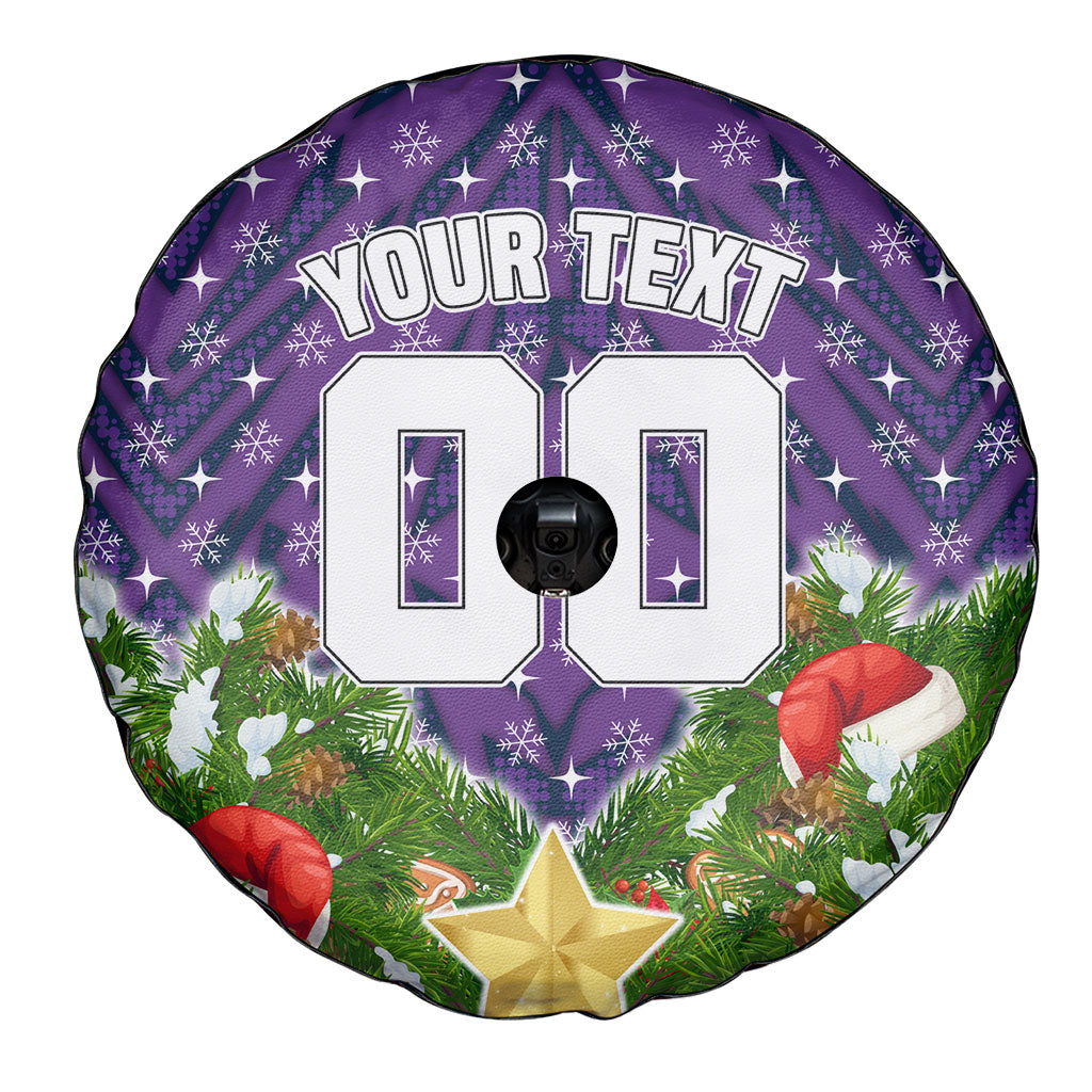 Personalised Melbourne Storm Rugby Christmas Spare Tire Cover Santa Rugby Mascot - Pine Wreath Festive