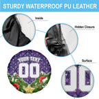 Personalised Melbourne Storm Rugby Christmas Spare Tire Cover Santa Rugby Mascot - Pine Wreath Festive