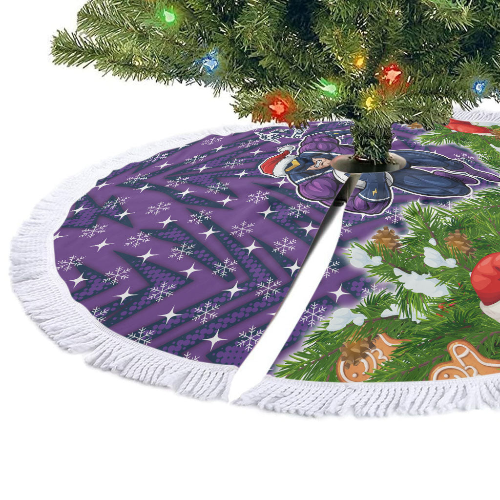 Melbourne Storm Rugby Christmas Tree Skirt Santa Rugby Mascot - Pine Wreath Festive