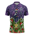 Personalised Melbourne Storm Rugby Christmas Zipper Polo Shirt Santa Rugby Mascot - Pine Wreath Festive