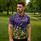 Personalised Melbourne Storm Rugby Christmas Zipper Polo Shirt Santa Rugby Mascot - Pine Wreath Festive