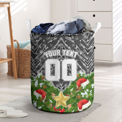 Personalised Penrith Panthers Rugby Christmas Laundry Basket Santa Rugby Mascot - Pine Wreath Festive