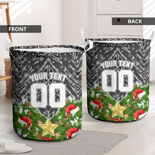 Personalised Penrith Panthers Rugby Christmas Laundry Basket Santa Rugby Mascot - Pine Wreath Festive