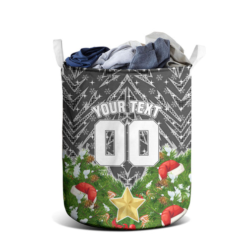 Personalised Penrith Panthers Rugby Christmas Laundry Basket Santa Rugby Mascot - Pine Wreath Festive