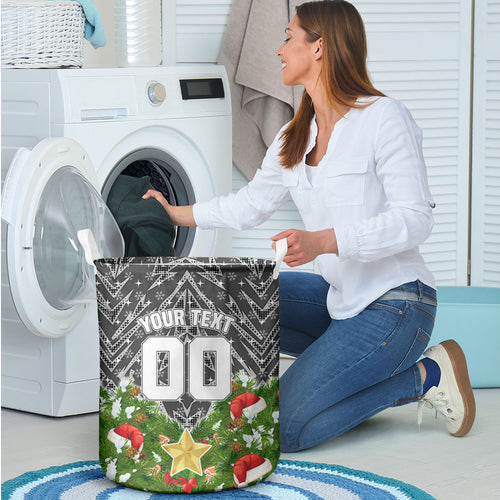 Personalised Penrith Panthers Rugby Christmas Laundry Basket Santa Rugby Mascot - Pine Wreath Festive