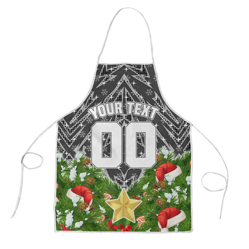 Personalised Penrith Panthers Rugby Christmas Apron Santa Rugby Mascot - Pine Wreath Festive