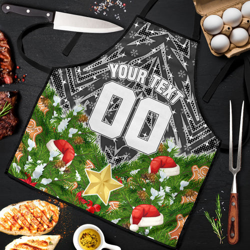 Personalised Penrith Panthers Rugby Christmas Apron Santa Rugby Mascot - Pine Wreath Festive