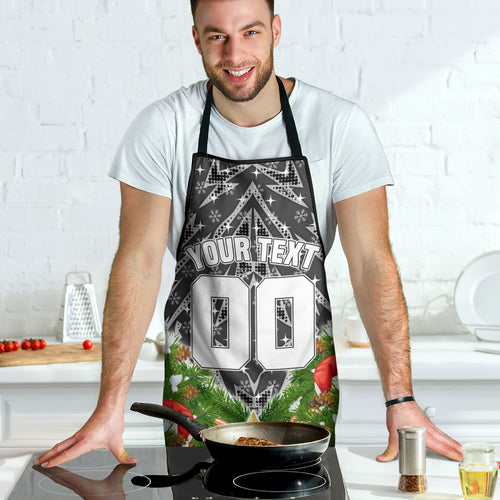 Personalised Penrith Panthers Rugby Christmas Apron Santa Rugby Mascot - Pine Wreath Festive