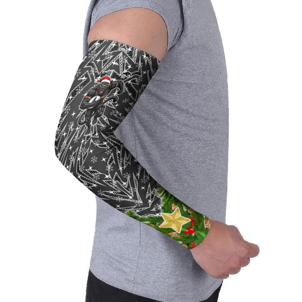Personalised Penrith Panthers Rugby Christmas Arm Sleeves Santa Rugby Mascot - Pine Wreath Festive