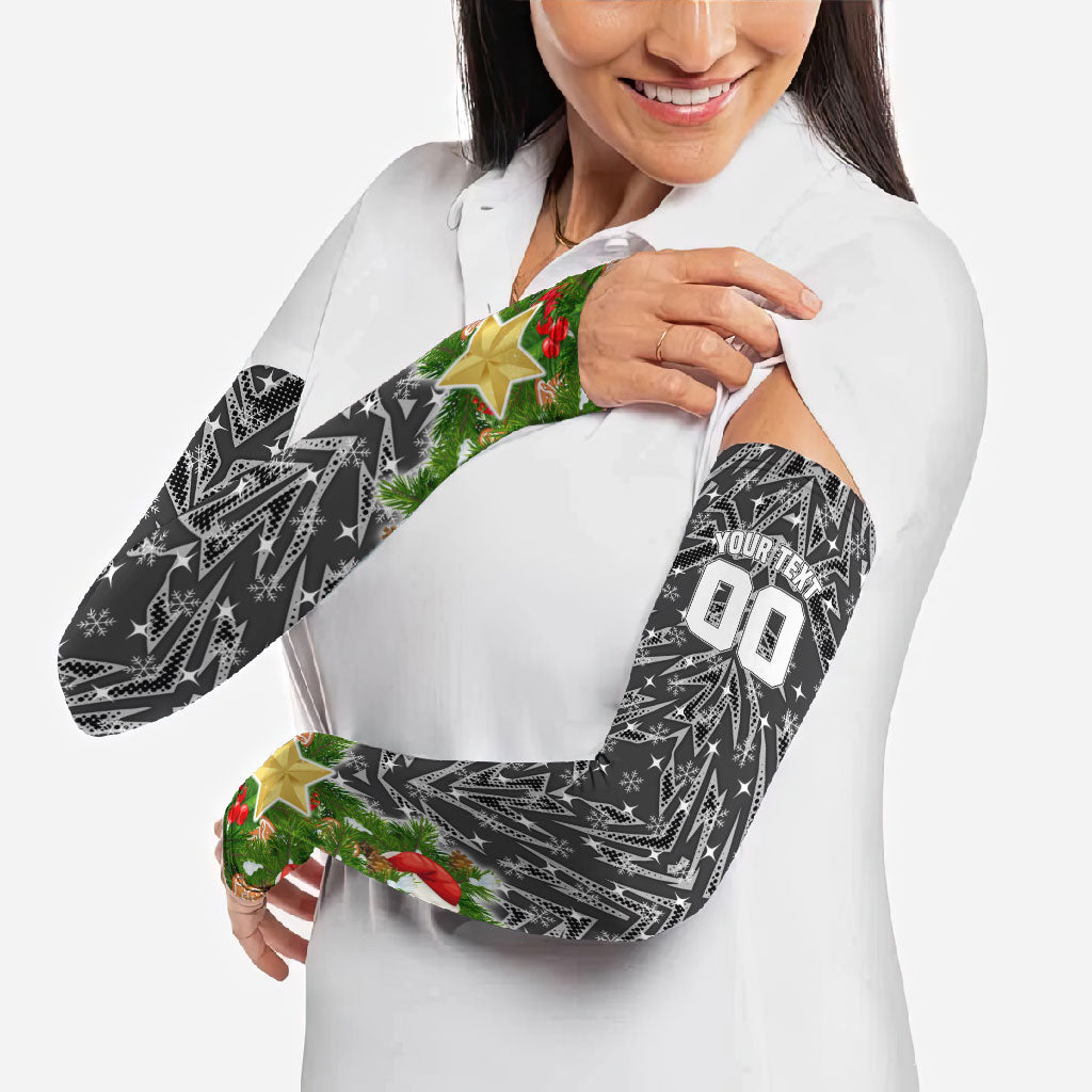 Personalised Penrith Panthers Rugby Christmas Arm Sleeves Santa Rugby Mascot - Pine Wreath Festive