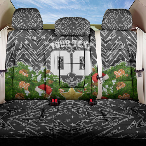 Personalised Penrith Panthers Rugby Christmas Back Car Seat Cover Santa Rugby Mascot - Pine Wreath Festive