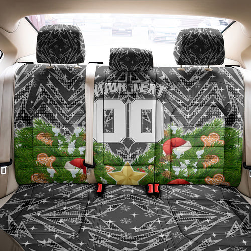 Personalised Penrith Panthers Rugby Christmas Back Car Seat Cover Santa Rugby Mascot - Pine Wreath Festive