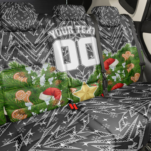 Personalised Penrith Panthers Rugby Christmas Back Car Seat Cover Santa Rugby Mascot - Pine Wreath Festive