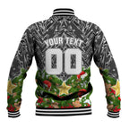 Personalised Penrith Panthers Rugby Christmas Baseball Jacket Santa Rugby Mascot - Pine Wreath Festive