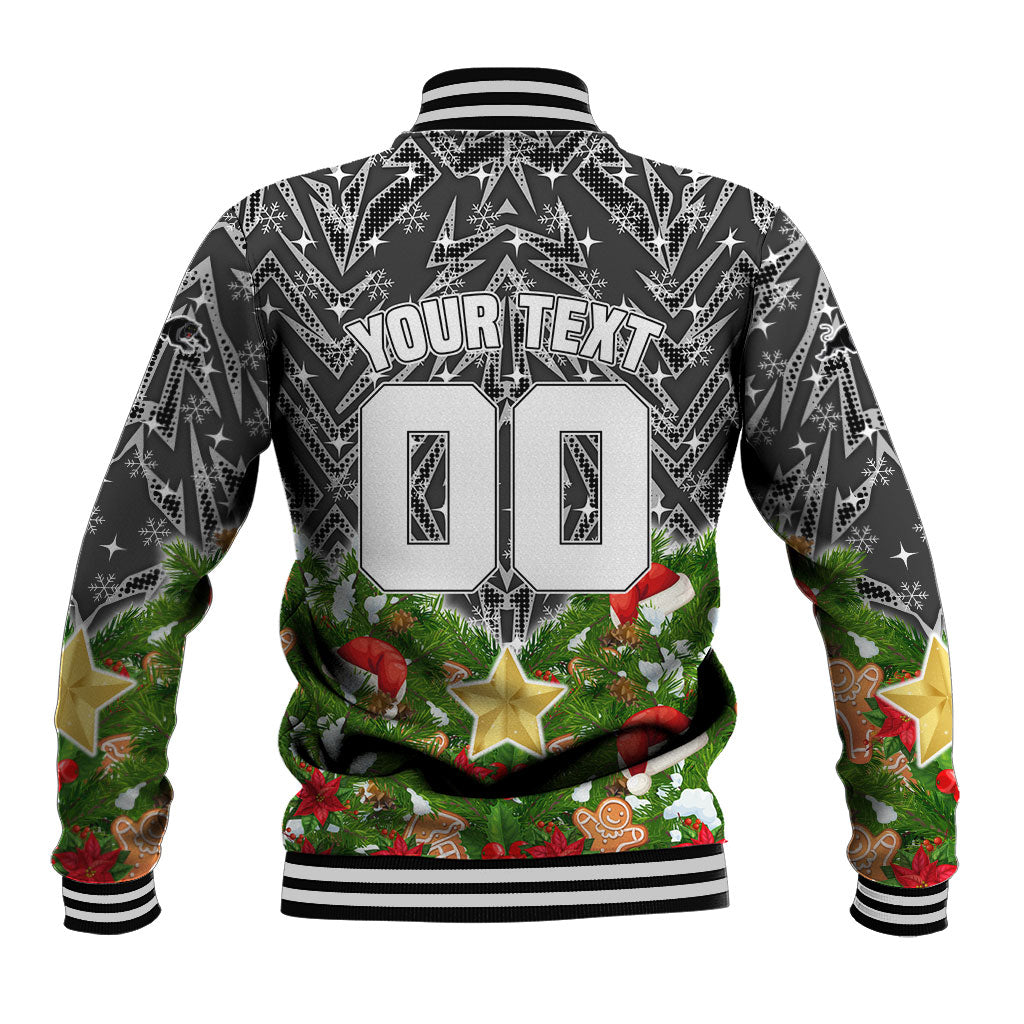 Personalised Penrith Panthers Rugby Christmas Baseball Jacket Santa Rugby Mascot - Pine Wreath Festive