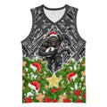 Personalised Penrith Panthers Rugby Christmas Basketball Jersey Santa Rugby Mascot - Pine Wreath Festive